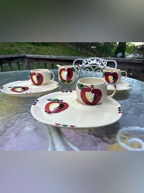 Vintage Puritan Apple Ceramic snack sets and creamer